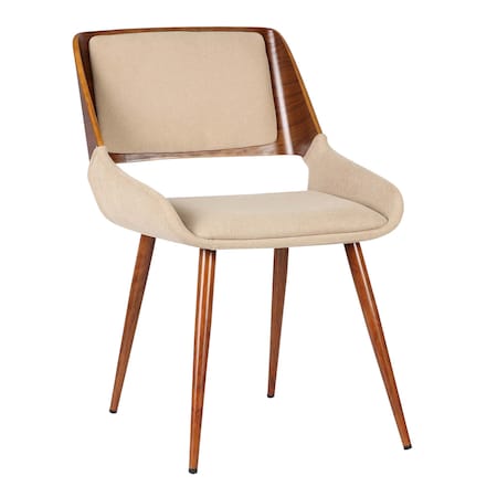 Armen Living Panda Mid-Century Dining Chair in Walnut Finish and Brown Fabric LCPNSIWABR
